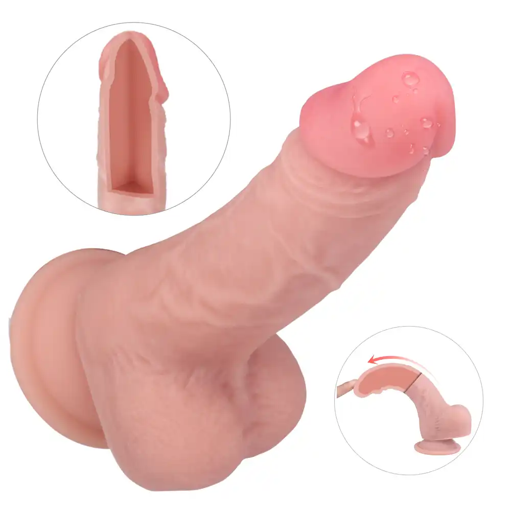 Dual-Layer Liquid Silicone Realistic Dildo 8 Inch - Body-Safe Classic Design