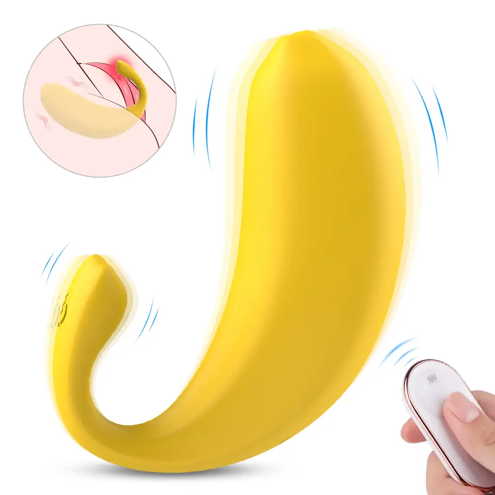 Shopicat Banana Remote Control Rechargeable Egg Vibrator and Clitoral Stimulator